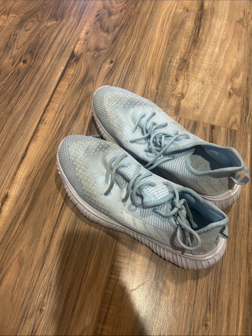 Light Blue Knit Women's Running Sneakers